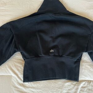 ALO Yoga Black Bomber Jacket with Wide Collar